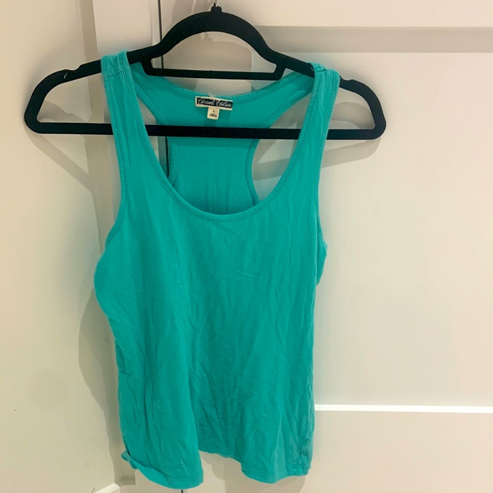 CARAMEL CANTINA Women's Tank Top Size Large Teal Womens